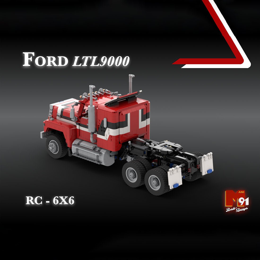 MOC - 218874 Ford LTL 9000 6x6 RED Klemmbausteine - LesDiy - Klemmbausteine