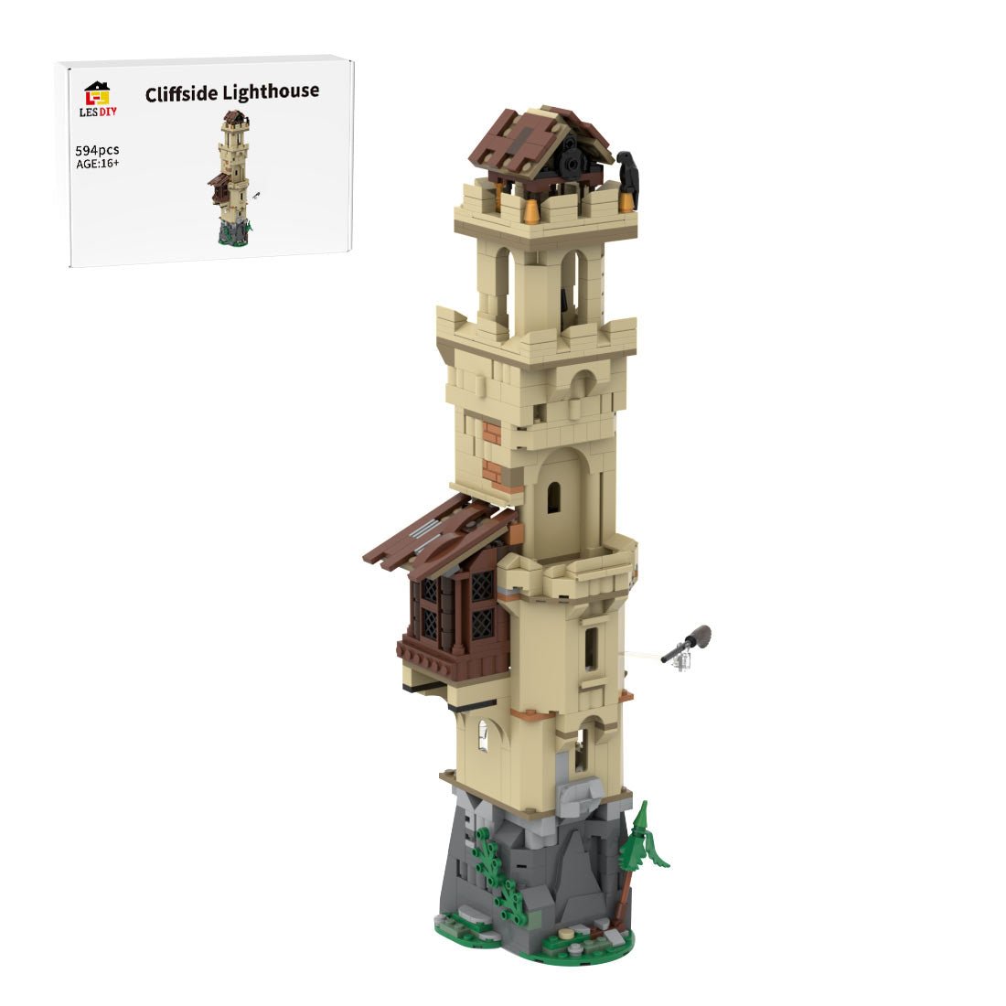 MOC-221503 Cliffside Lighthouse Klemmbausteine | LesDiy