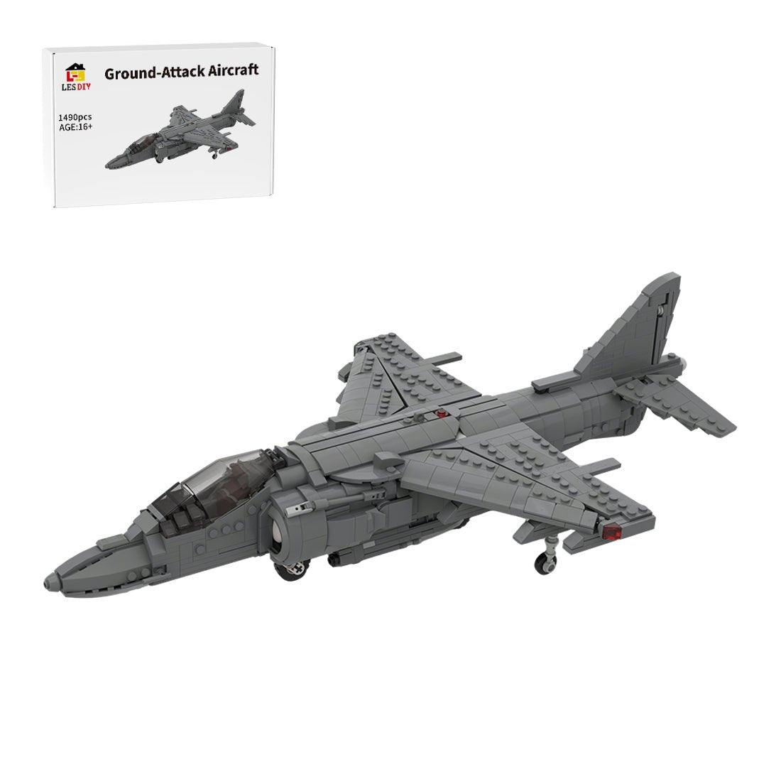 MOC - 221714 McDonnell Douglas | AV - 8B HARRIER II - 1:35 Scale Klemmbausteine(Dark Gray) - LesDiy - Klemmbausteine