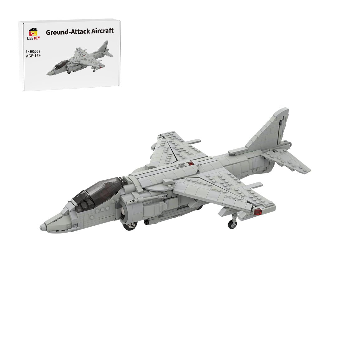 MOC - 221714 McDonnell Douglas | AV - 8B HARRIER II - 1:35 Scale Klemmbausteine(Light Gray) - LesDiy - Klemmbausteine