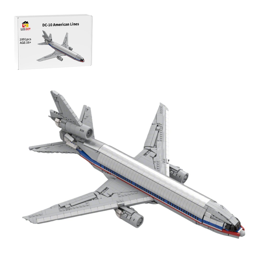 MOC - 228062 DC - 10 American Airlines Klemmbausteine - LesDiy - Klemmbausteine