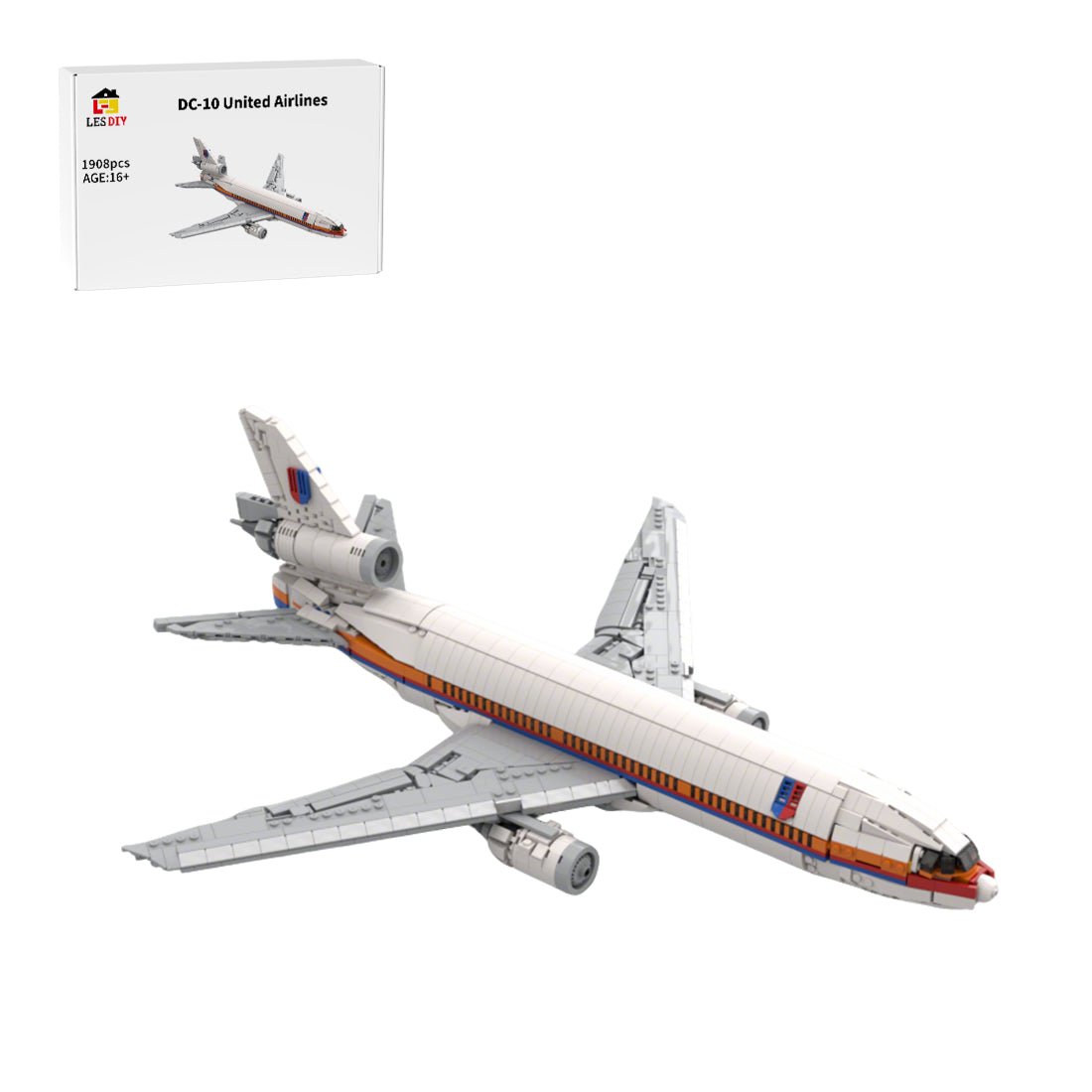 MOC - 228395 DC - 10 United Airlines Klemmbausteine - LesDiy - Klemmbausteine