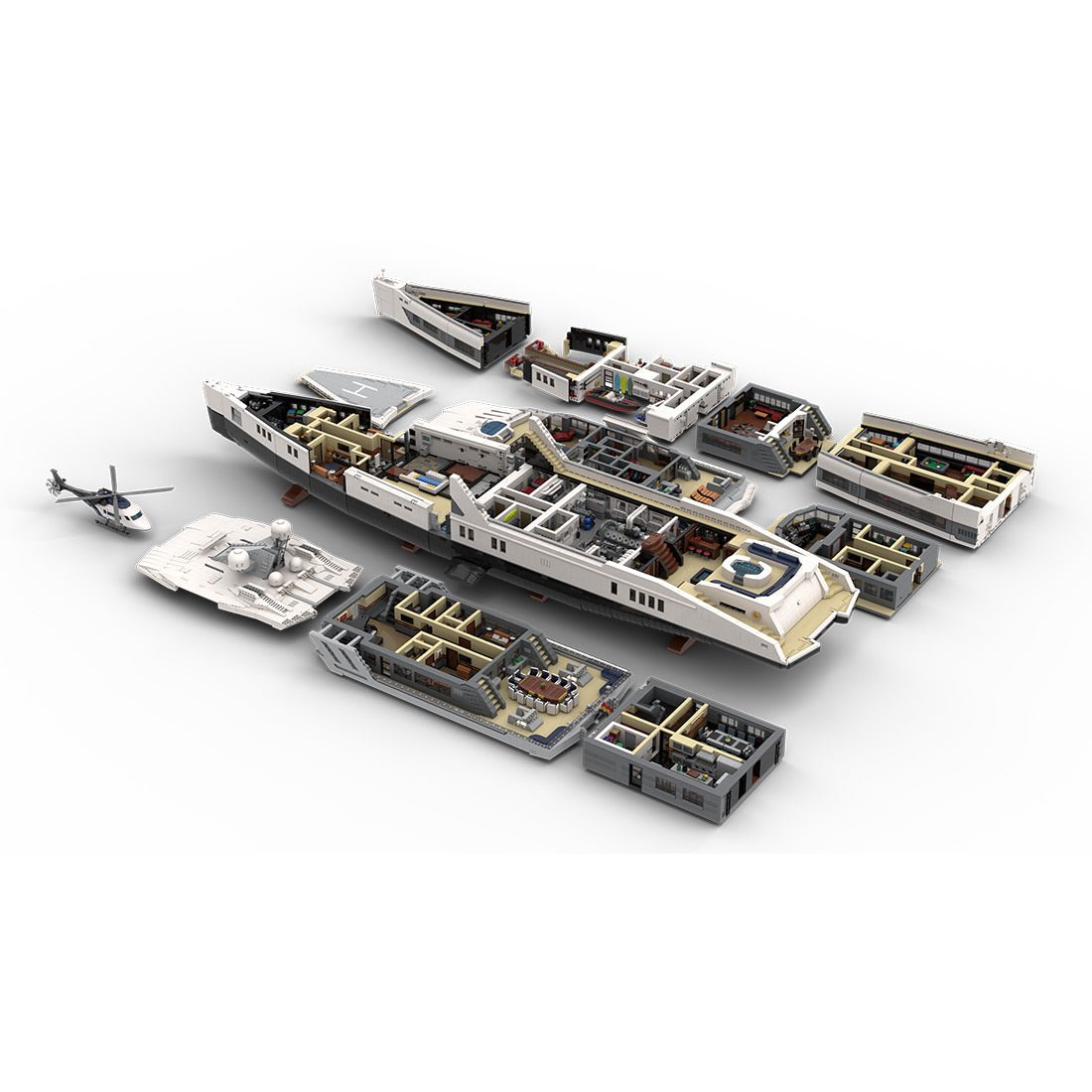 MOC - 230069 1/38 Scale Ultra MEGA Yacht Klemmbausteine - LesDiy - Klemmbausteine