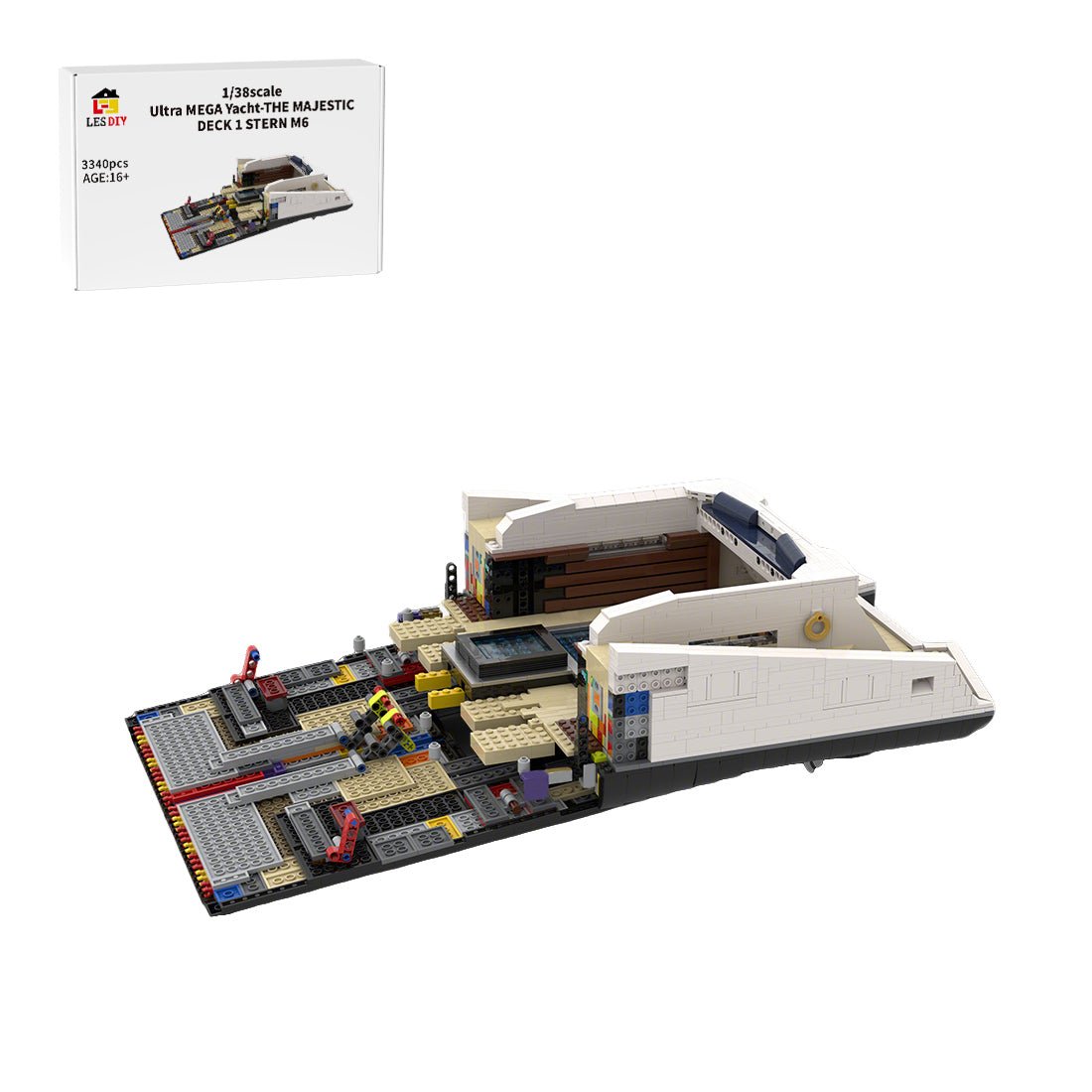MOC - 230069 1/38 Scale Ultra MEGA Yacht - Part 2 Module 6 Deck 1 Stern Klemmbausteine - LesDiy - Klemmbausteine