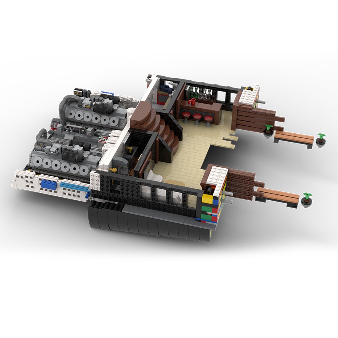 MOC - 230069 1/38 Scale Ultra MEGA Yacht - Part 2 Module 7 Deck 1 Stern Klemmbausteine - LesDiy - Klemmbausteine