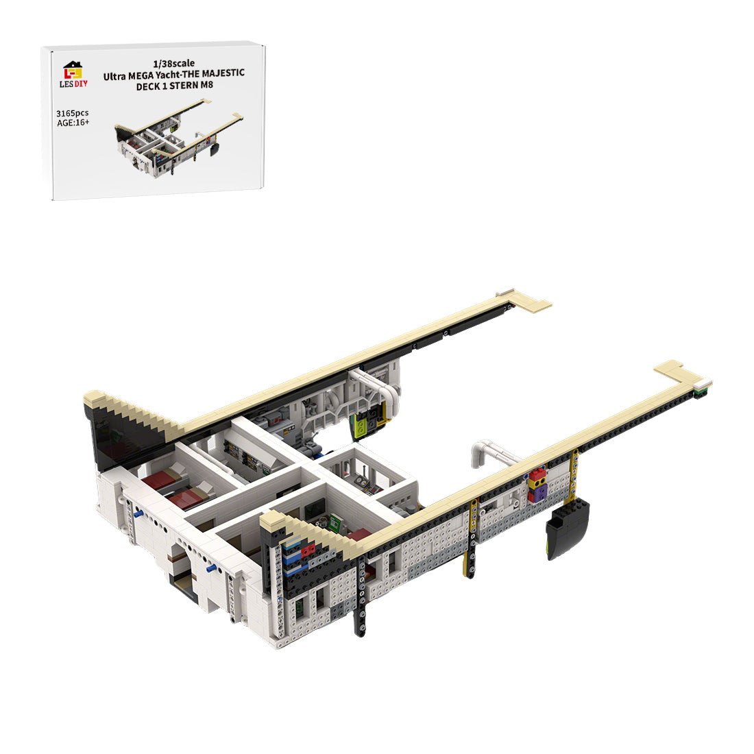 MOC - 230069 1/38 Scale Ultra MEGA Yacht - Part 2 Module 8 Deck 1 Stern Klemmbausteine - LesDiy - Klemmbausteine