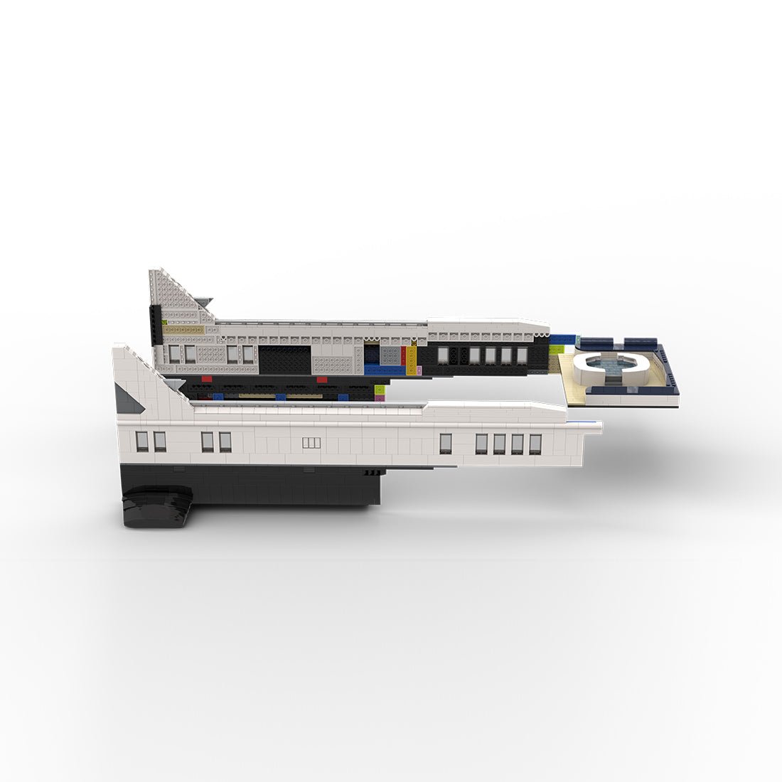 MOC - 230069 1/38 Scale Ultra MEGA Yacht - Part 2 Module 9 Deck 1 Stern Klemmbausteine - LesDiy - Klemmbausteine
