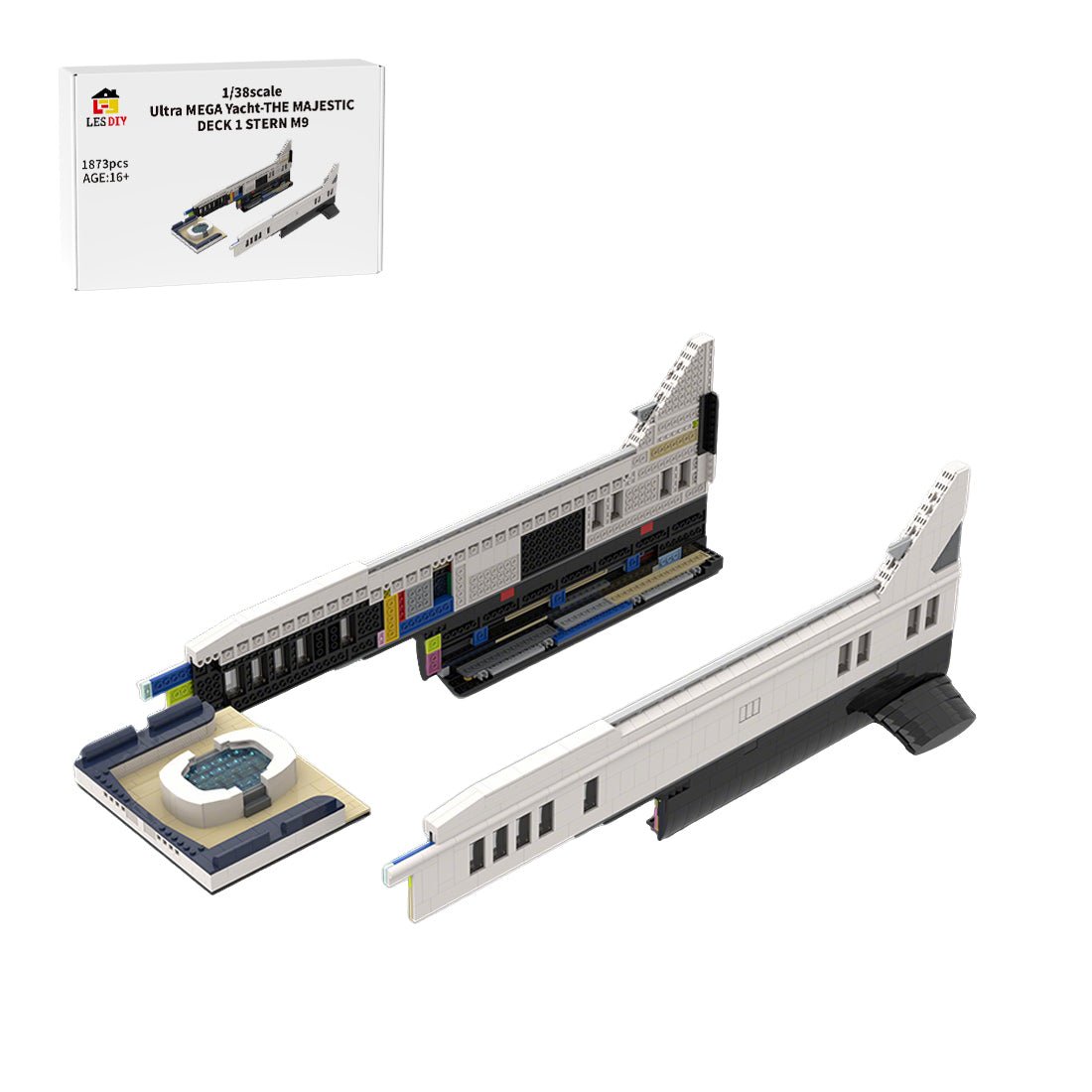MOC - 230069 1/38 Scale Ultra MEGA Yacht - Part 2 Module 9 Deck 1 Stern Klemmbausteine - LesDiy - Klemmbausteine