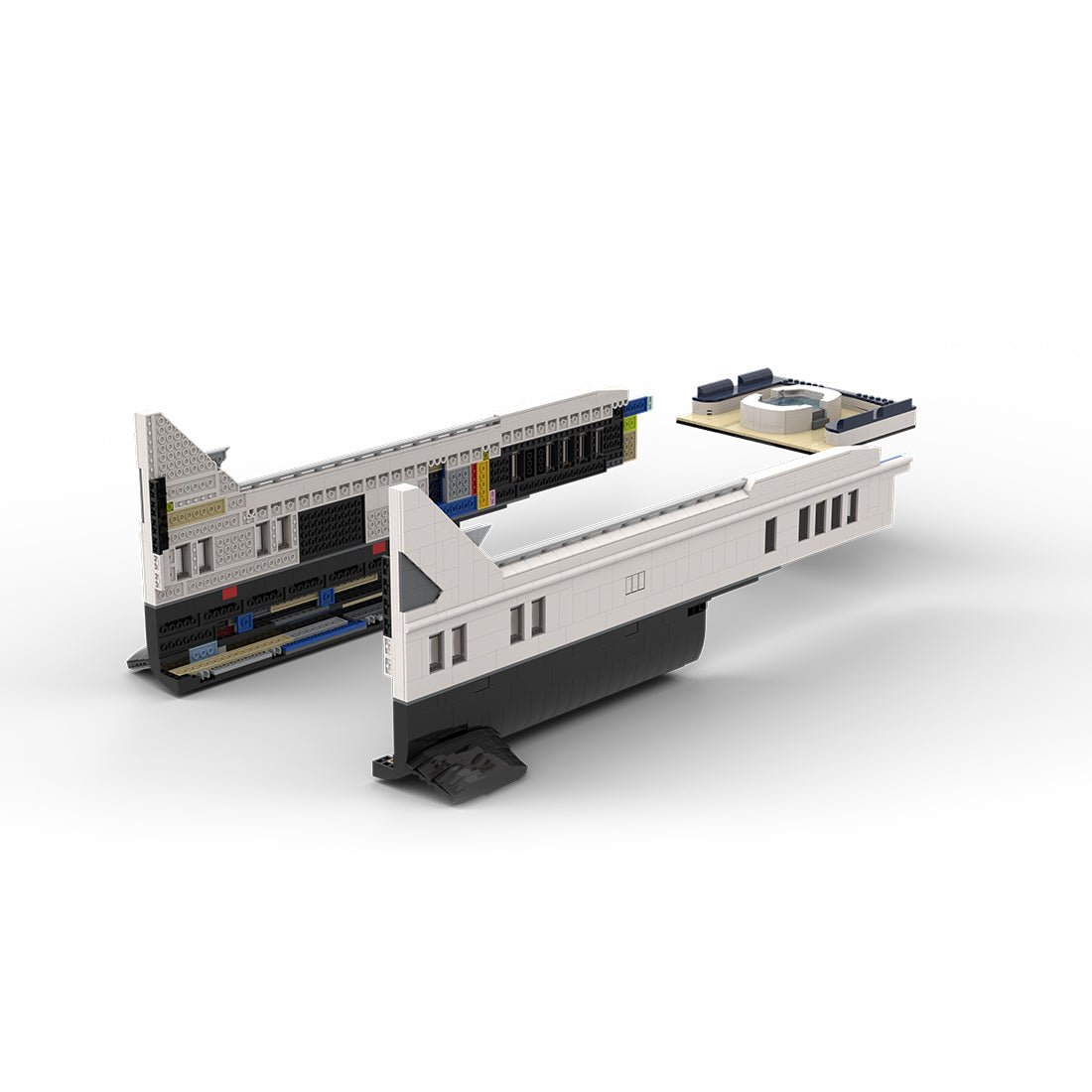 MOC - 230069 1/38 Scale Ultra MEGA Yacht - Part 2 Module 9 Deck 1 Stern Klemmbausteine - LesDiy - Klemmbausteine