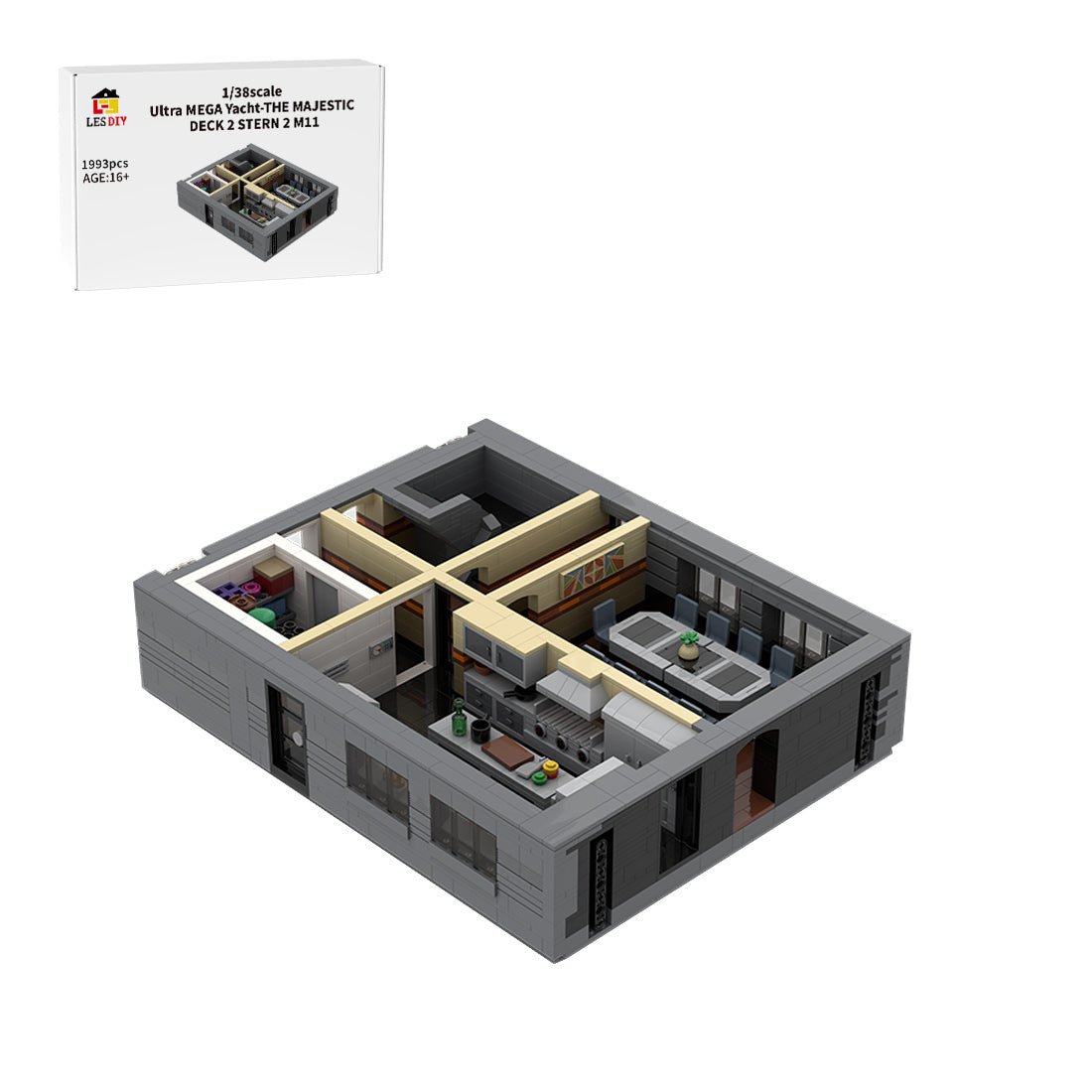 MOC - 230069 1/38 Scale Ultra MEGA Yacht - Part 4 Module 11 Deck 2 Stern 2 Klemmbausteine - LesDiy - Klemmbausteine