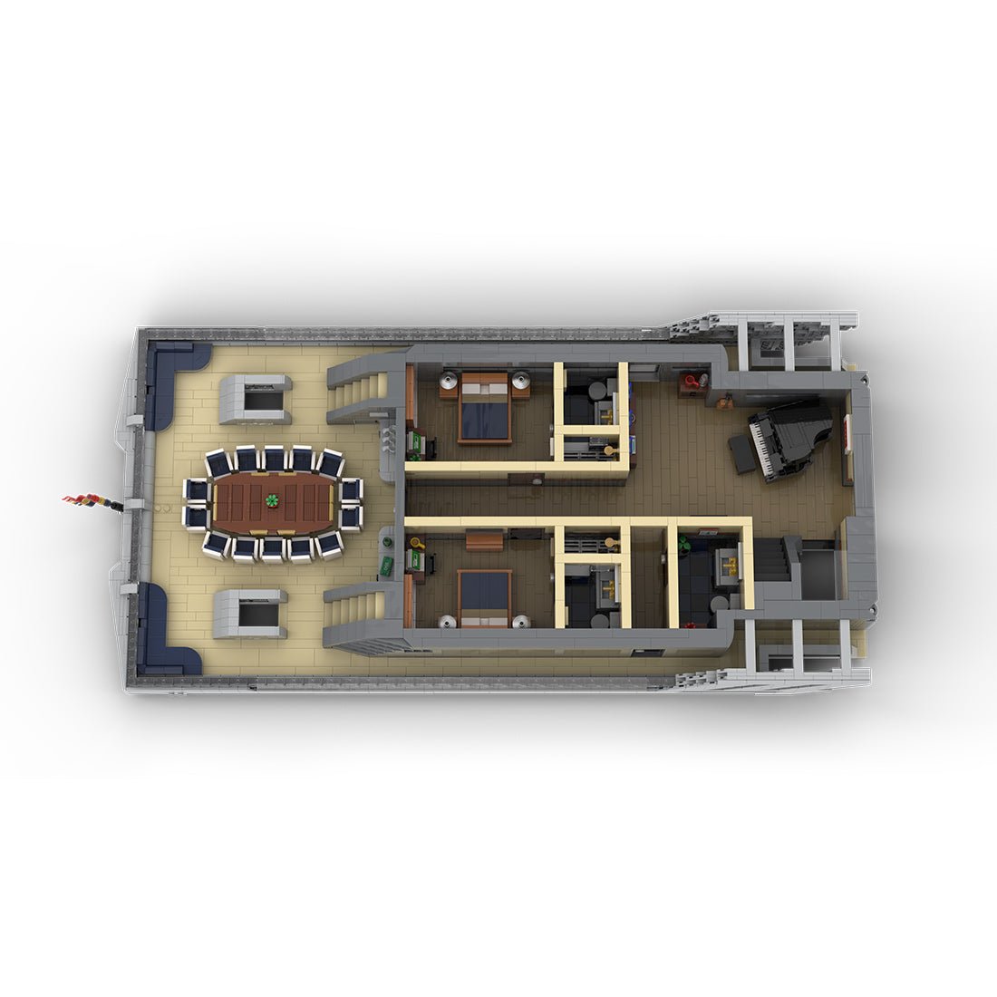 MOC - 230069 1/38 Scale Ultra MEGA Yacht - Part 7 Module 14 Deck 3 Stern Klemmbausteine - LesDiy - Klemmbausteine