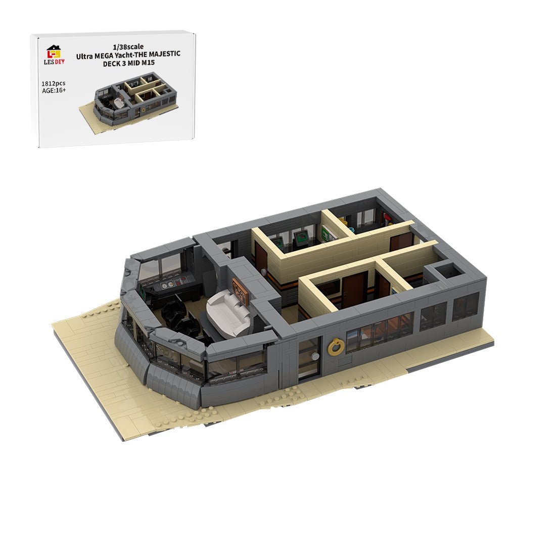 MOC - 230069 1/38 Scale Ultra MEGA Yacht - Part 8 Module 15 Deck 3 Mid Klemmbausteine - LesDiy - Klemmbausteine