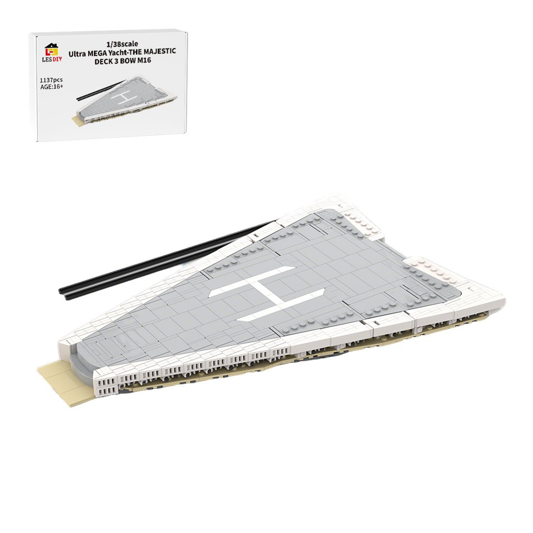 MOC - 230069 1/38 Scale Ultra MEGA Yacht - Part 9 Module 16 Deck 3 Bow Klemmbausteine - LesDiy - Klemmbausteine