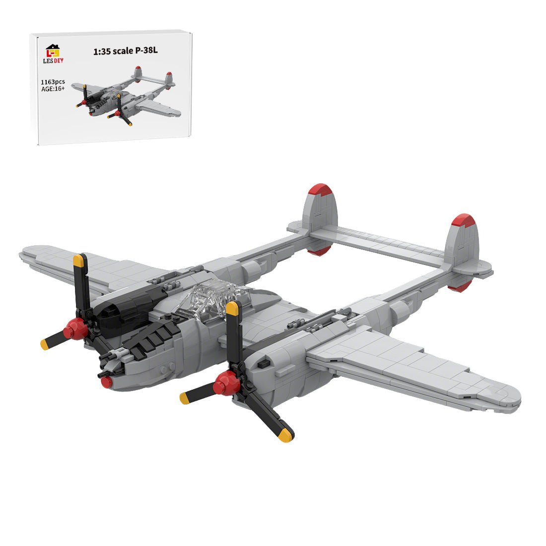 MOC - 251662 P - 38L Lightning 1:35 scale model Klemmbausteine - LesDiy - Klemmbausteine