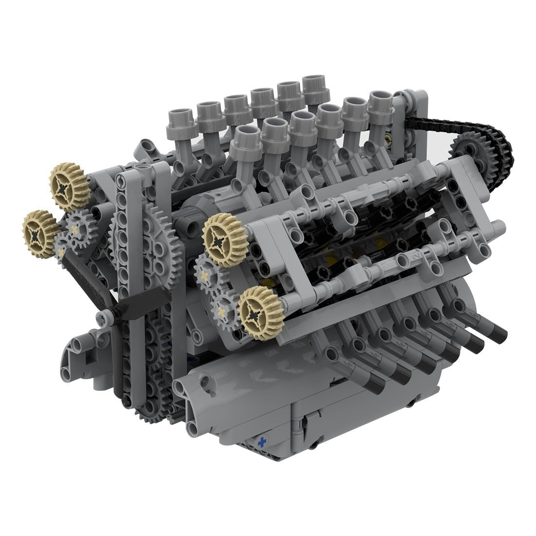 MOC - 40128 V12 - Motor mit Getriebe Klemmbausteine - LesDiy - Klemmbausteine