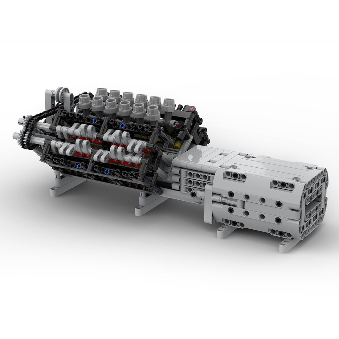 MOC - 43833 V12 - Motor mit Getriebe Mk2 Klemmbausteine - LesDiy - Klemmbausteine