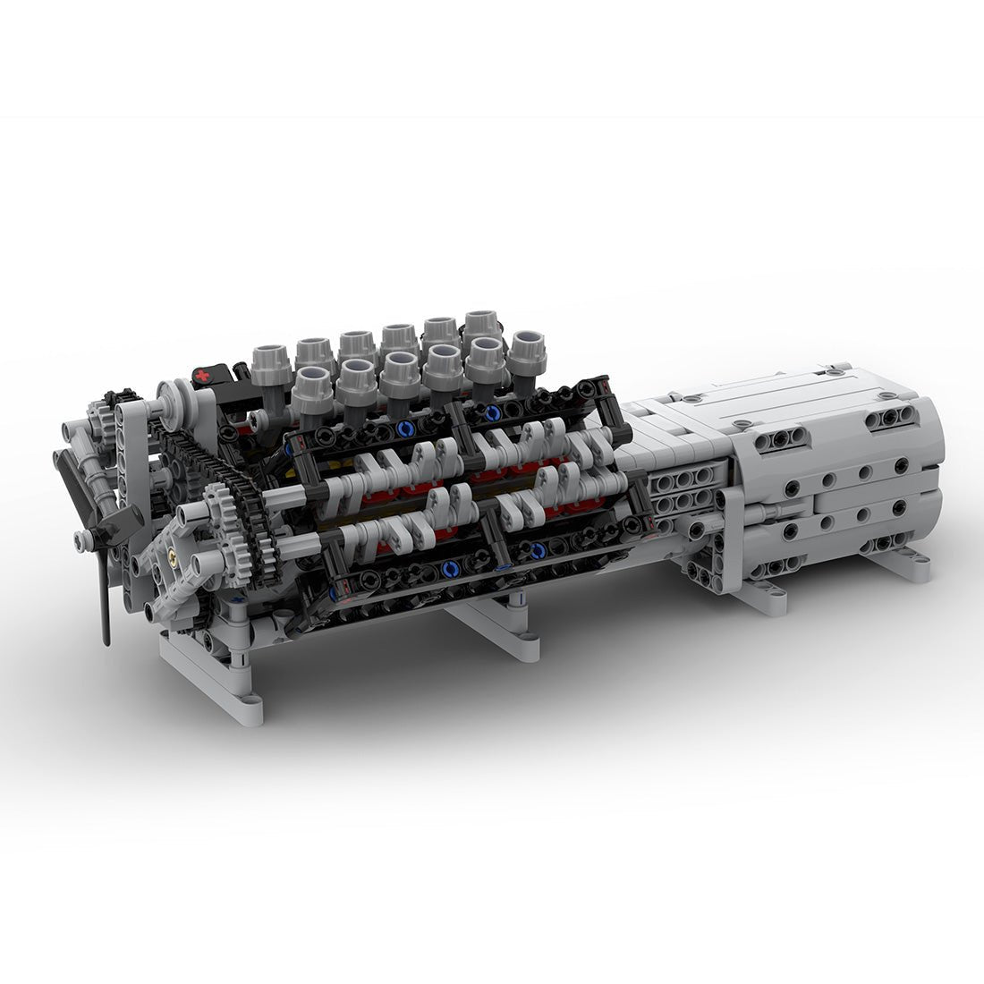 MOC - 43833 V12 - Motor mit Getriebe Mk2 Klemmbausteine - LesDiy - Klemmbausteine