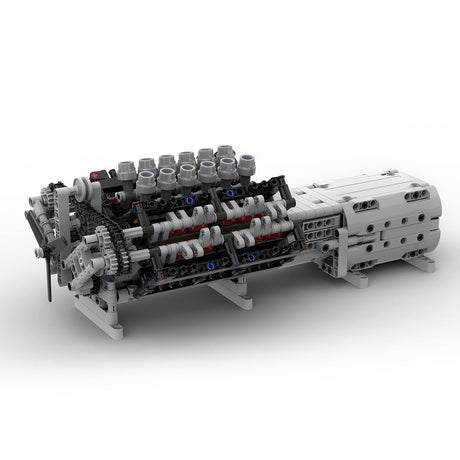 MOC - 43833 V12 - Motor mit Getriebe Mk2 Klemmbausteine - LesDiy - Klemmbausteine