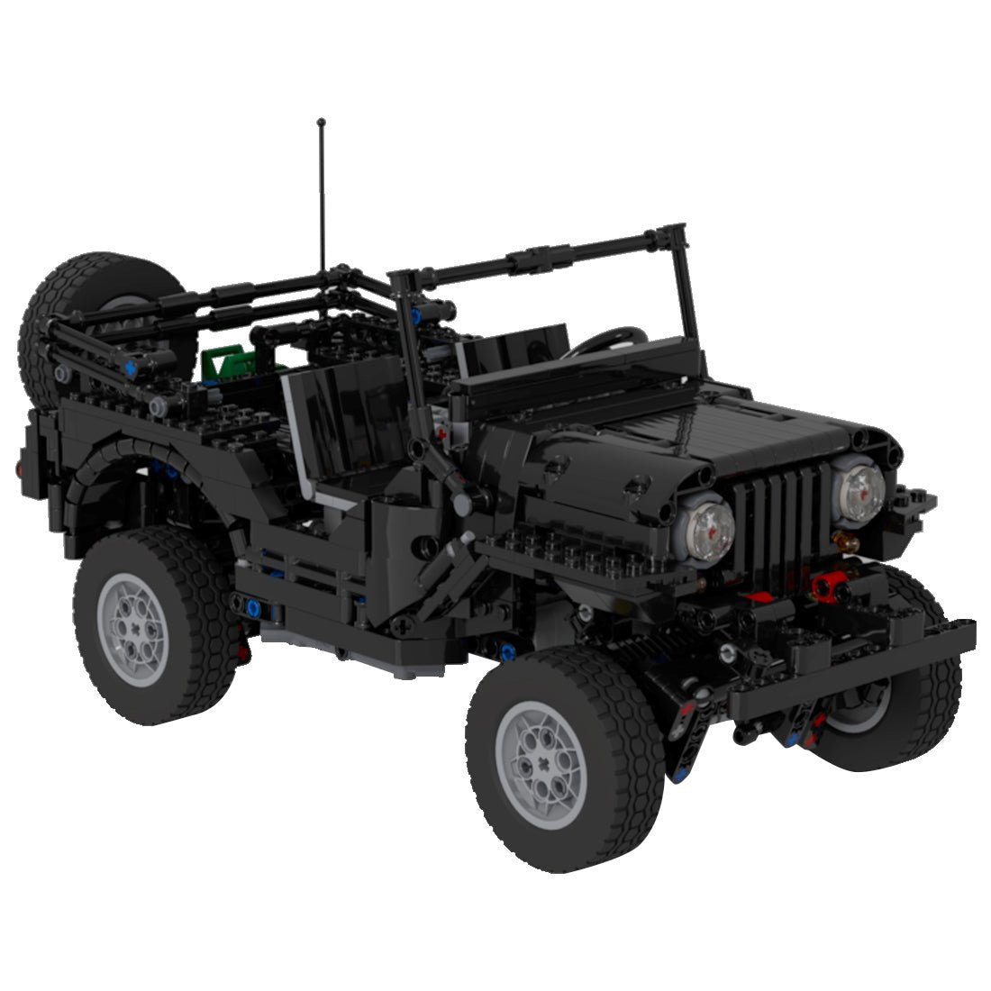 MOC - 44695 Militär - Geländewagen - Anhängermodell Militärversion - LesDiy - Klemmbausteine