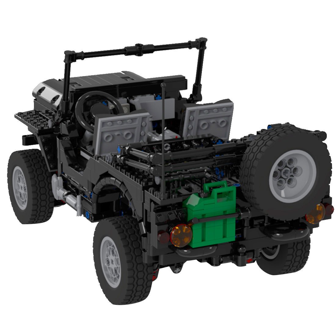 MOC - 44695 Militär - Geländewagen - Anhängermodell Militärversion - LesDiy - Klemmbausteine