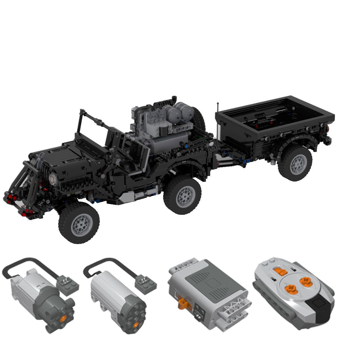 MOC - 44695 Militär - Geländewagen - Anhängermodell Militärversion - LesDiy - Klemmbausteine