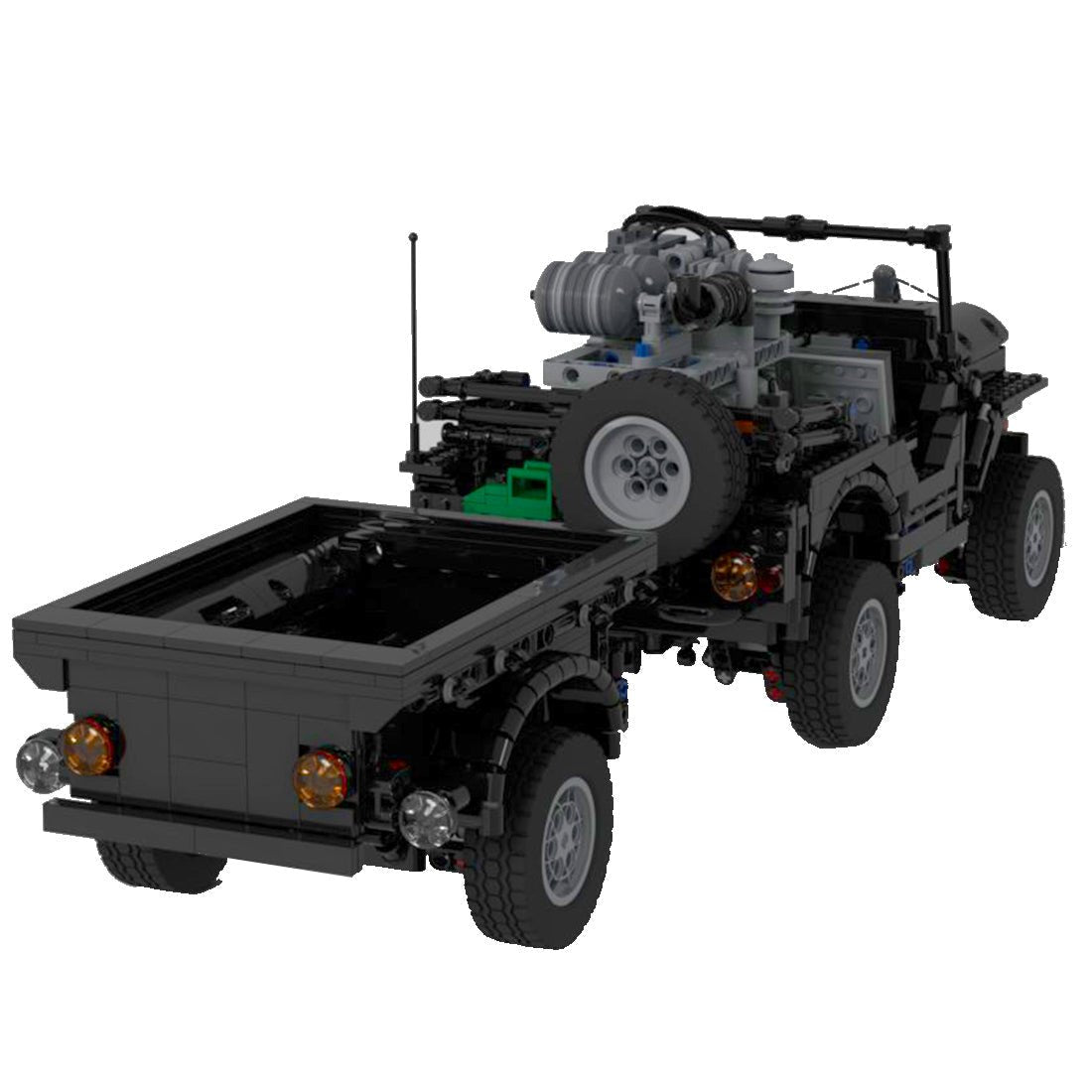 MOC - 44695 Militär - Geländewagen - Anhängermodell Militärversion - LesDiy - Klemmbausteine