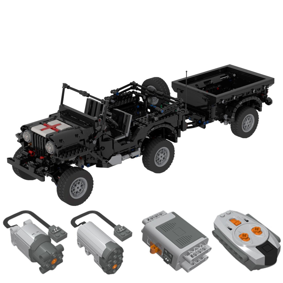 MOC - 44696 Militärischer Geländewagen Anhänger Modell Medizinische Version - LesDiy - Klemmbausteine