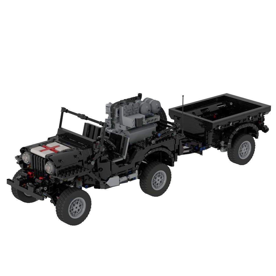 MOC - 44696 Militärischer Geländewagen Anhänger Modell Medizinische Version - LesDiy - Klemmbausteine