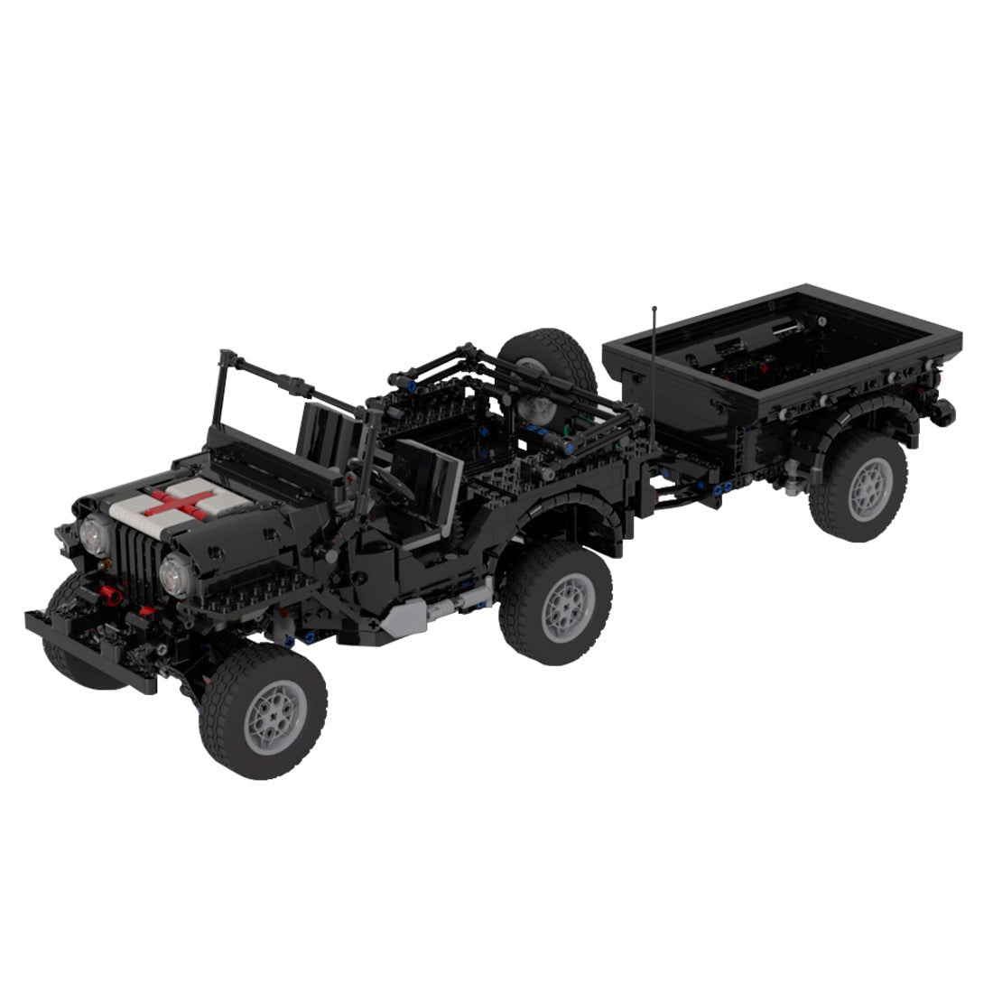 MOC - 44696 Militärischer Geländewagen Anhänger Modell Medizinische Version - LesDiy - Klemmbausteine