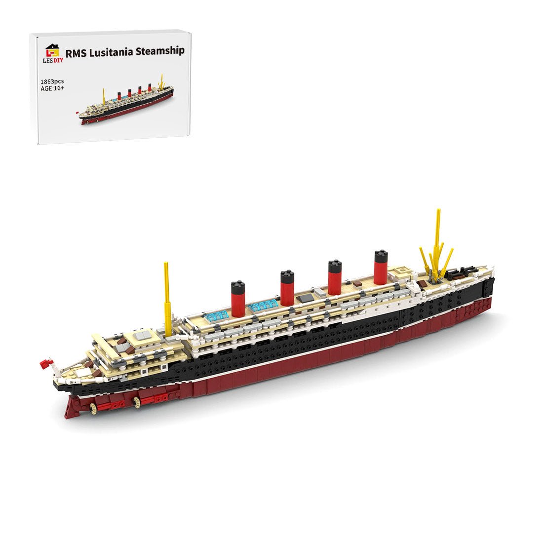 MOC - 58644 RMS Lusitania Bausteinboot Klemmbausteine - LesDiy - Klemmbausteine