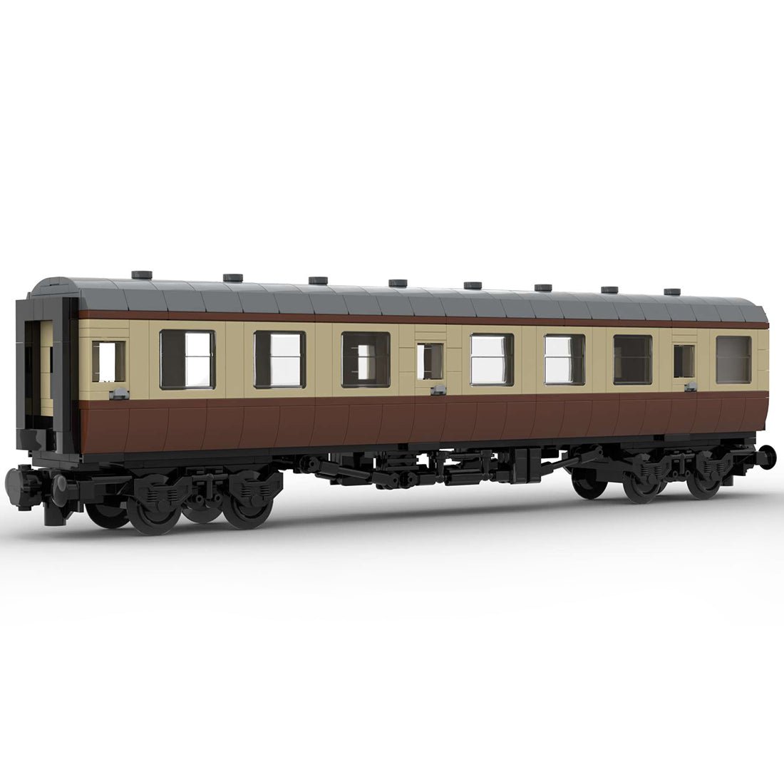 MOC - 67504 6breite statische Version British Rail Mark 1 Waggon braun ohne bedruckte Komponenten & Blockfiguren - LesDiy - Klemmbausteine