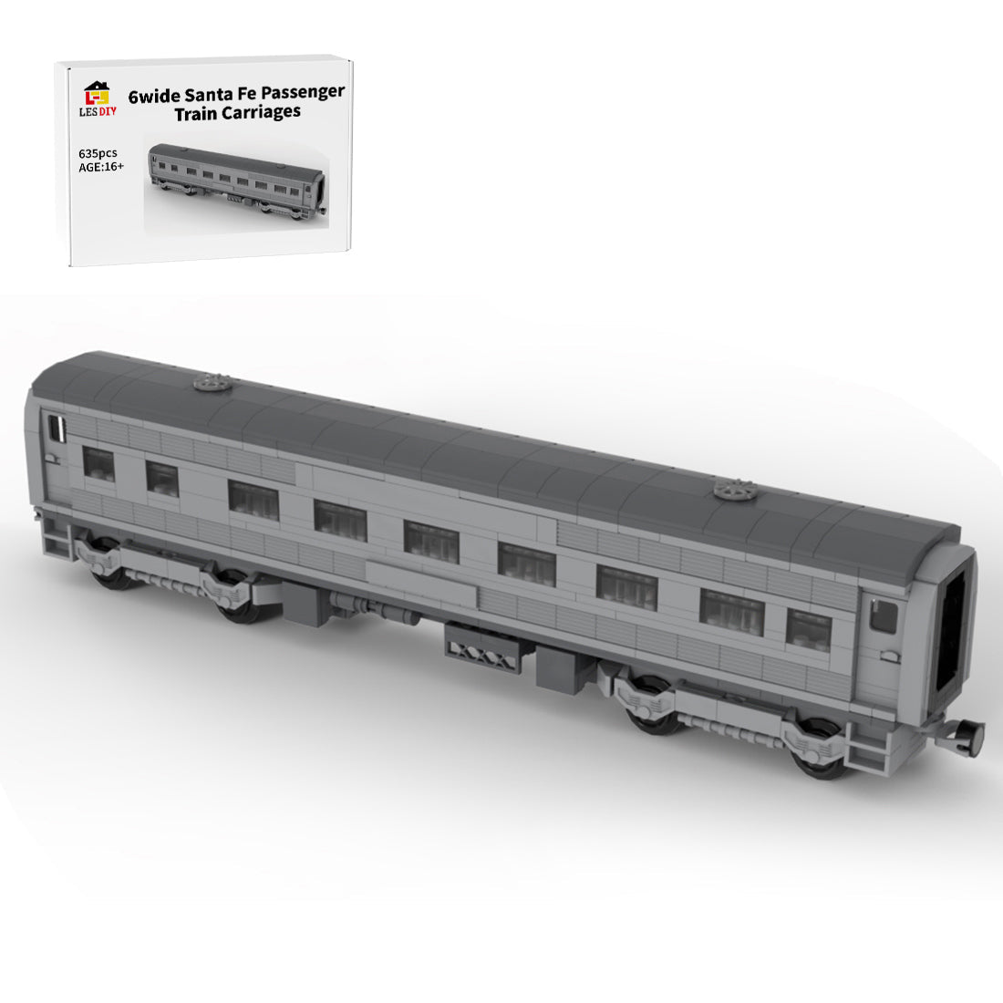 MOC 6wide Santa Fe Passenger Train Carriages - LesDiy - Klemmbausteine