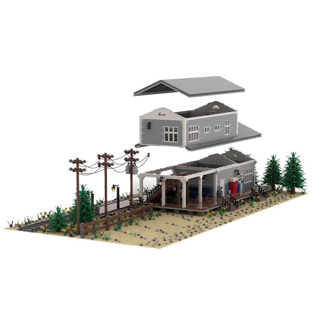 MOC - 72906 Large Train Station Klemmbausteine - LesDiy - Klemmbausteine