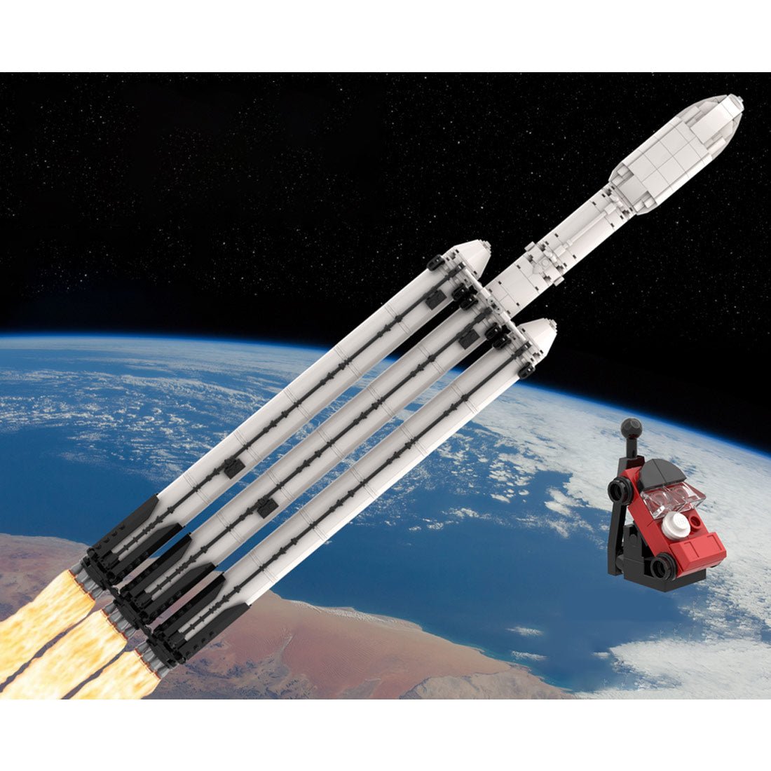 MOC - 75766 SpaceX Falcon Heavy Klemmbausteine - LesDiy - Klemmbausteine