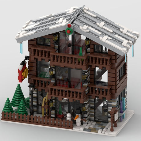 MOC - 91029 Winter Village Schweizer Restaurant und Hotel - LesDiy - Klemmbausteine