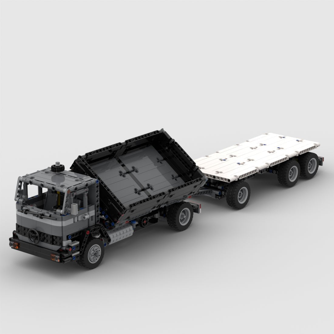 MOC - 97465 LKW LPS - 1418 Dreiseitiger Kipper - Anhängerkran Klemmbausteine - LesDiy - Klemmbausteine