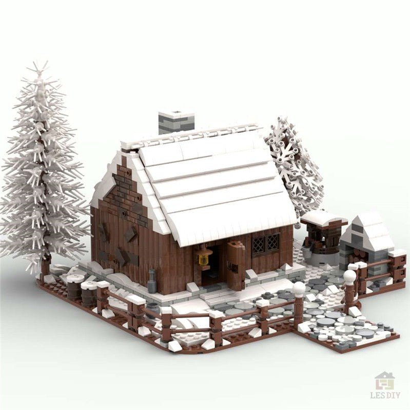 MOC Bergwald Winter Holzhaus mit Kamin - LesDiy - Klemmbausteine