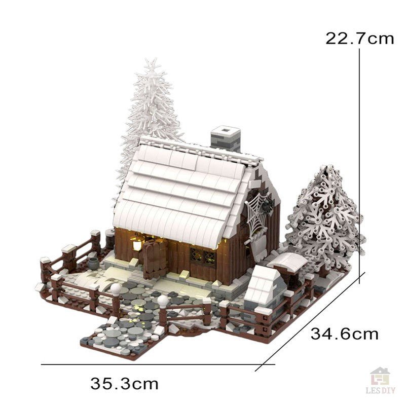 MOC Bergwald Winter Holzhaus mit Kamin - LesDiy - Klemmbausteine