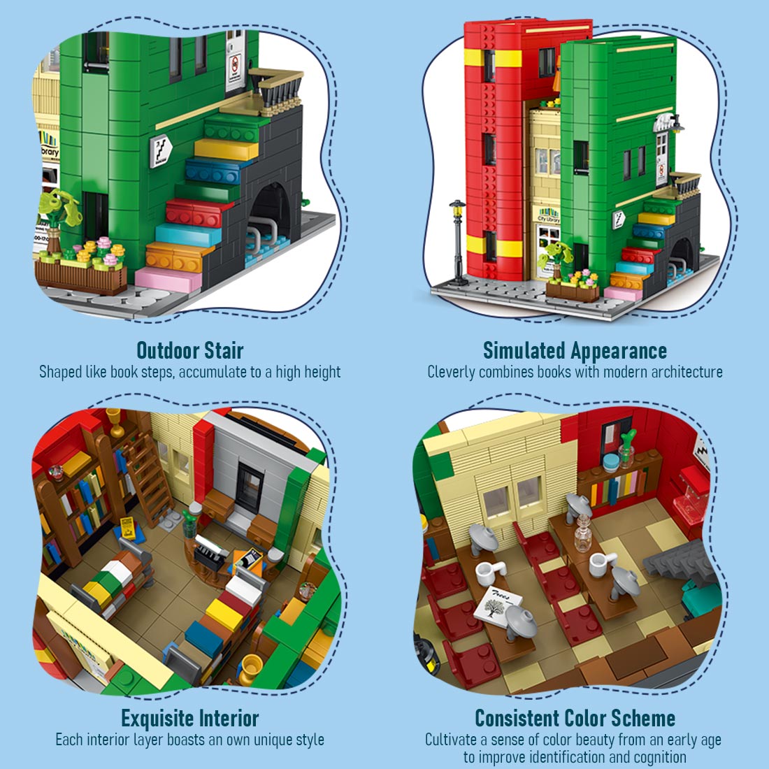 Mocsage City Library with LED Lights Klemmbausteine - LesDiy - Klemmbausteine