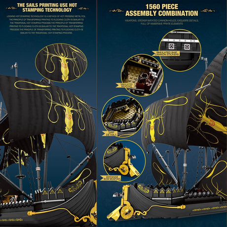 Mocsage European Medieval Fantasy Film Silent Ship Klemmbausteine - LesDiy - Klemmbausteine