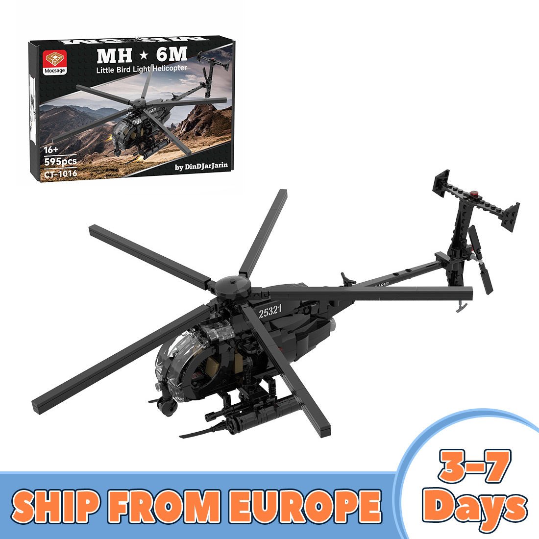 Mocsage MOC - 88275 MH - 6 Little Bird Helicopter Klemmbausteine (Übersee - Lagerlieferung) - LesDiy - Klemmbausteine