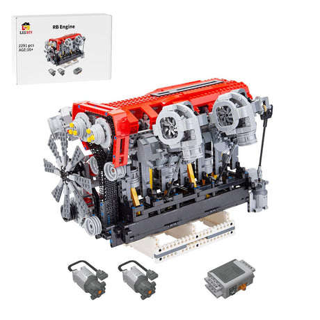RB DOHC Parallel Twin - Turbo Four - Valve Inline Six - Cylinder MOC Engine Model Klemmbausteine - LesDiy - Klemmbausteine