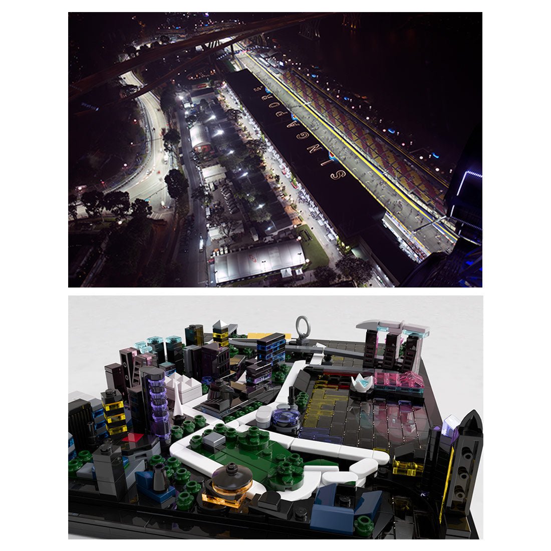 Singapore Marina Bay Circuit Nighttime Street Track Klemmbausteine - LesDiy - Klemmbausteine