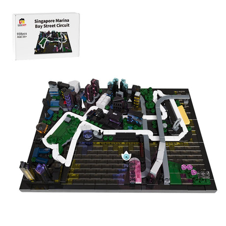 Singapore Marina Bay Circuit Nighttime Street Track Klemmbausteine - LesDiy - Klemmbausteine