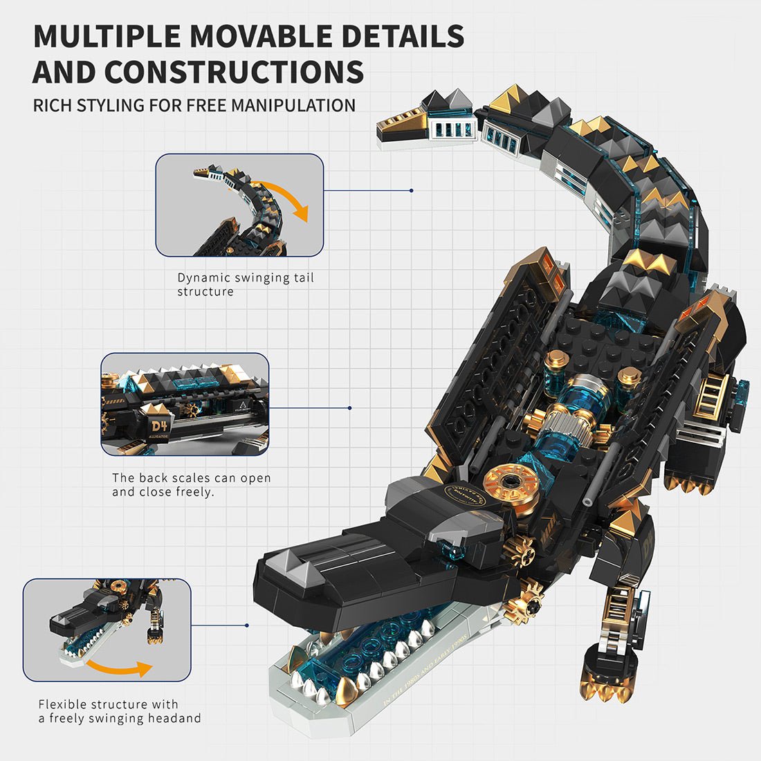Steam Series Steampunk Krokodil Klemmbausteine - LesDiy - Klemmbausteine