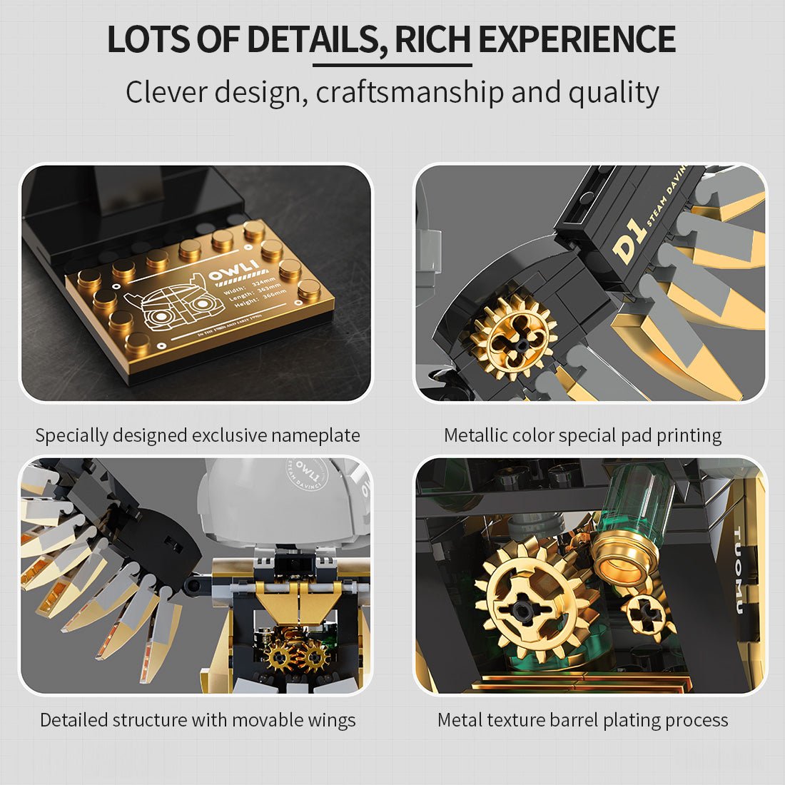 Steampunk - Eule Klemmbausteine - LesDiy - Klemmbausteine