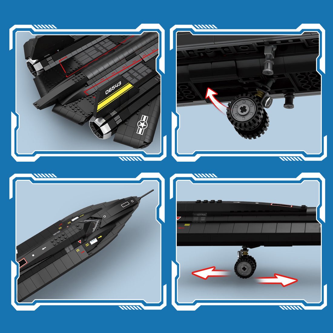 Taktisches Flugzeug Mocsage SR71 Blackbird Klemmbausteine - LesDiy - Klemmbausteine