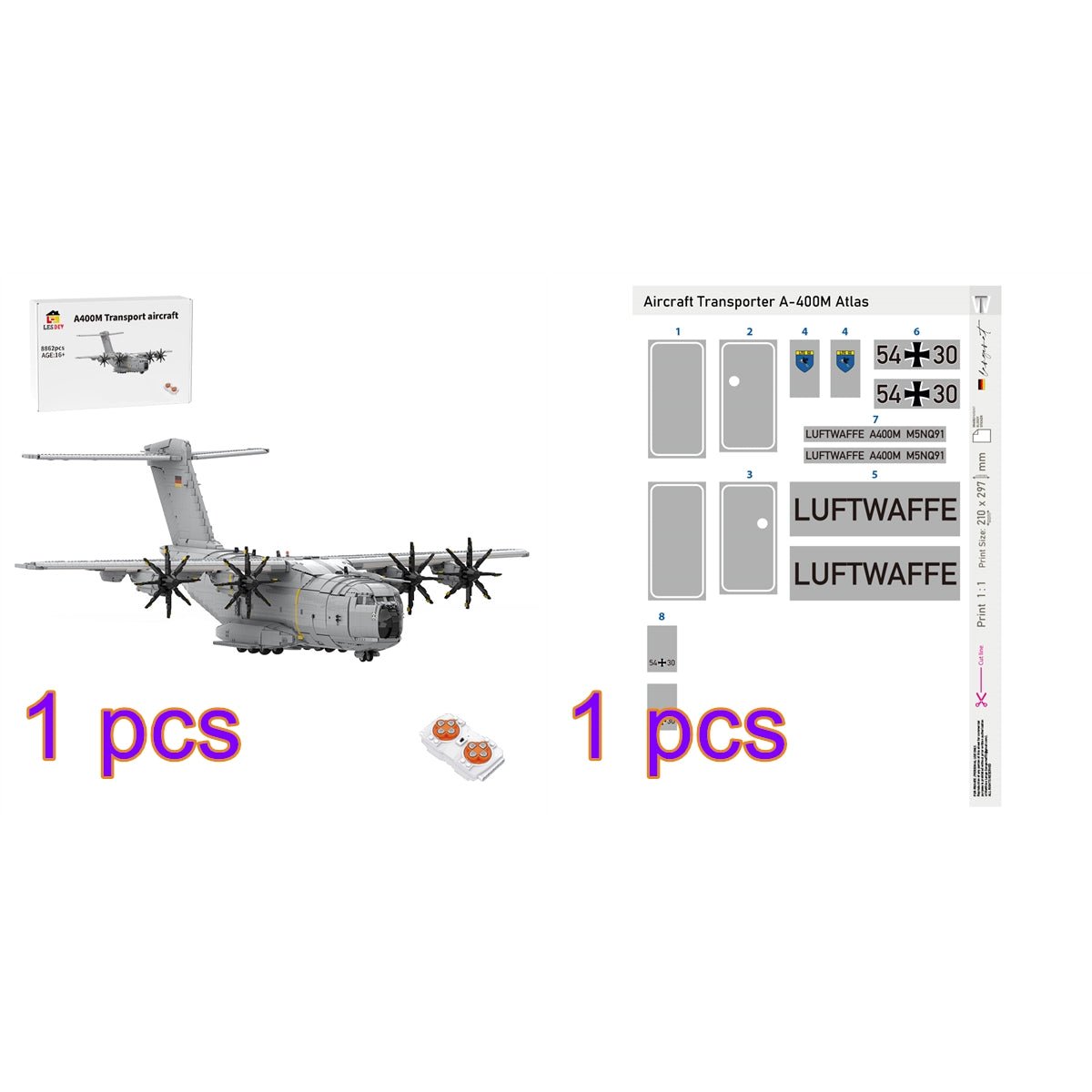 Transportflugzeug A400M Atlas Klemmbausteine (dynamische Version) - LesDiy - Klemmbausteine