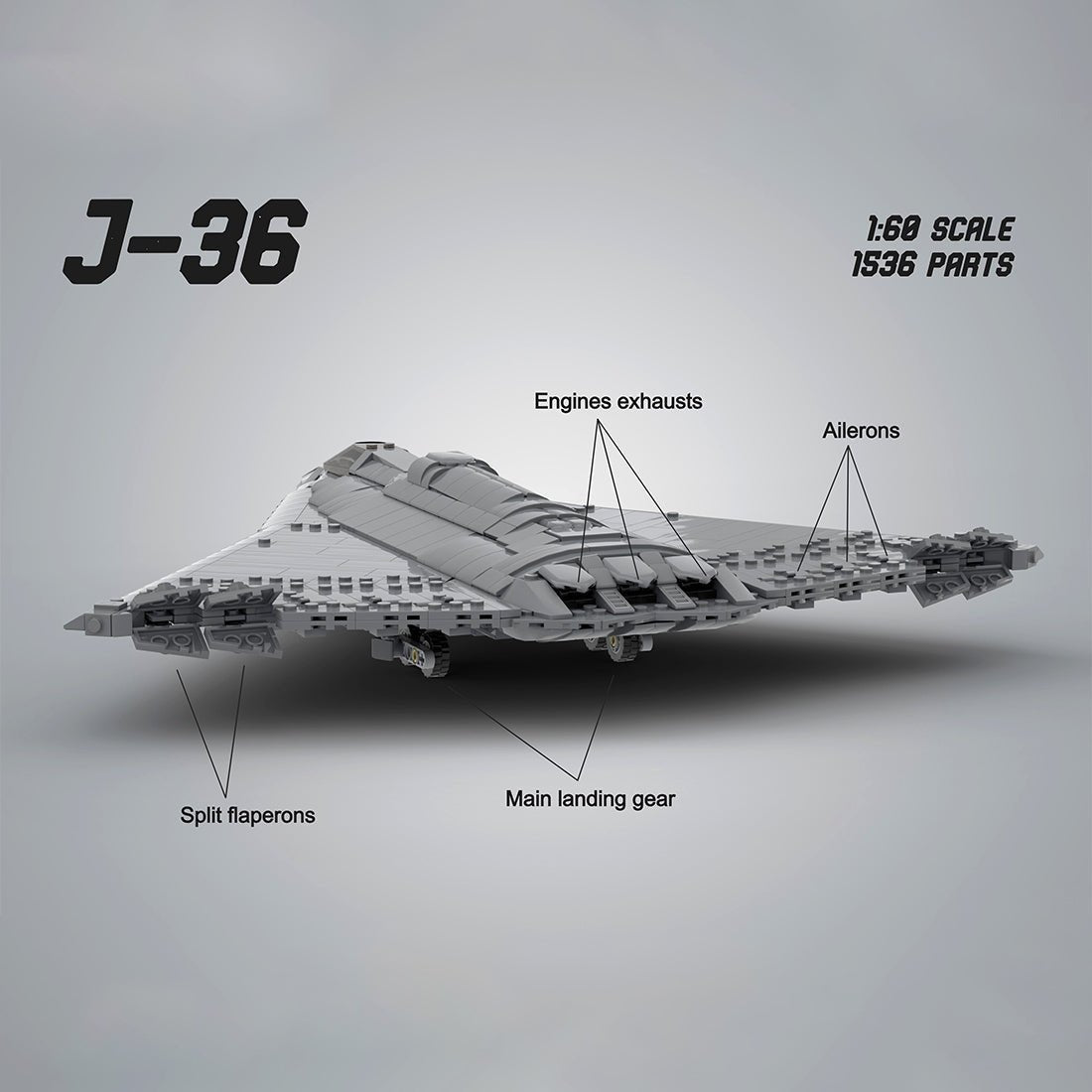 Triple Engine J - 36 Fighter Aircraft Klemmbausteine - LesDiy - Klemmbausteine