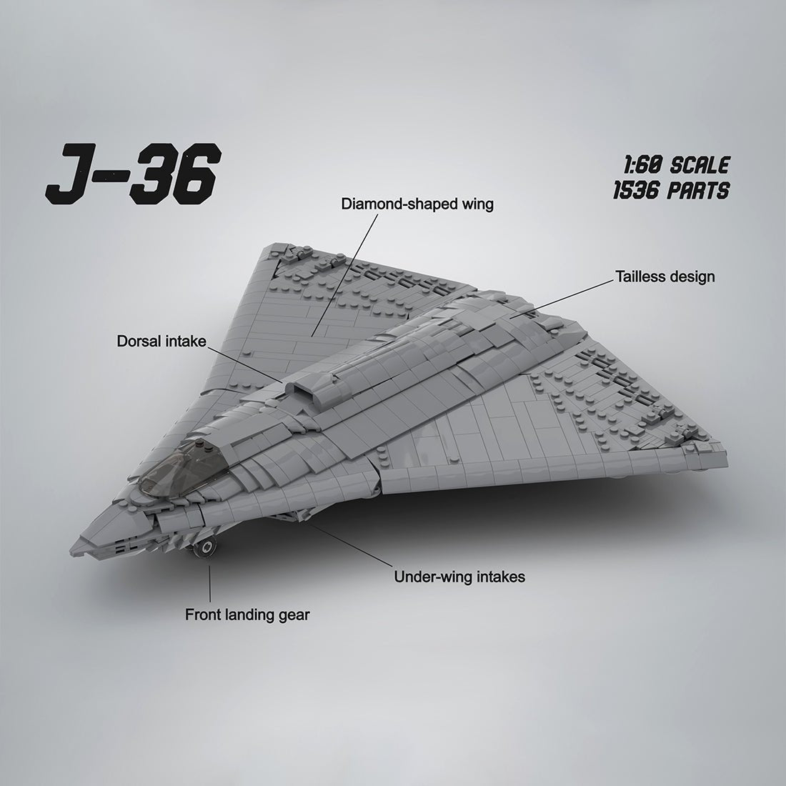 Triple Engine J - 36 Fighter Aircraft Klemmbausteine - LesDiy - Klemmbausteine